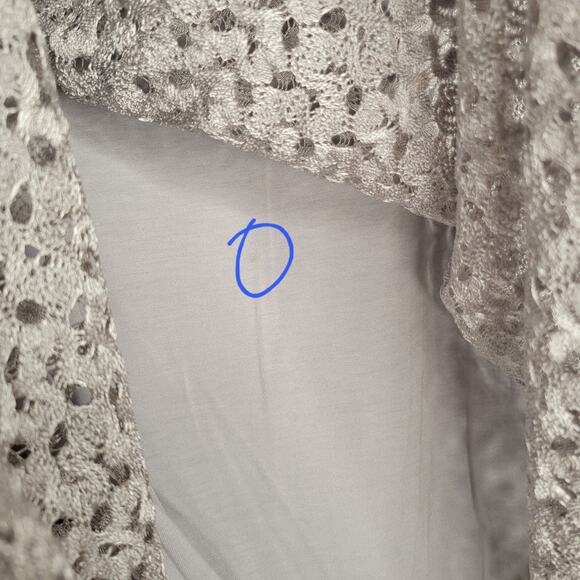 JM Collection Layered Top Women's Size 2X Silver Gray Open Knit Neutral Coastal - Picture 6 of 11